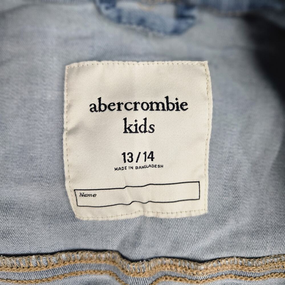 Abercrombie Kids Blue Medium Wash Floral Embroidered Denim Jacket Size 13/14 - Picture 10 of 12
